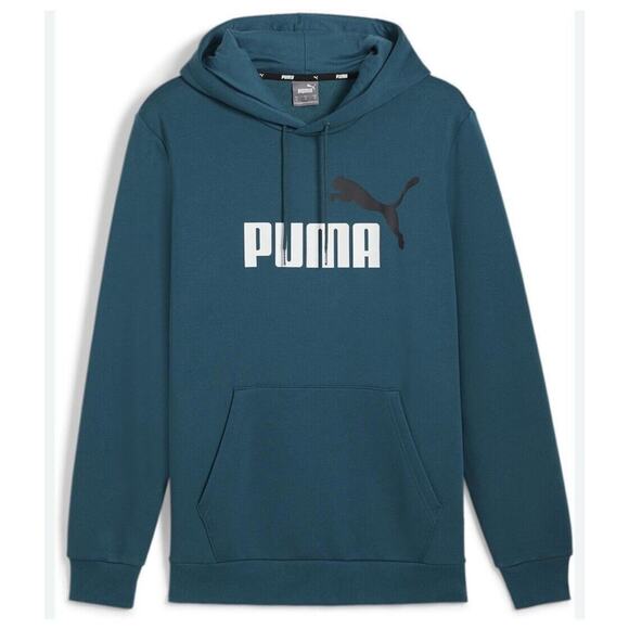 Puma Mens Hoodie Sweater Blue Drawstrings Pockets Size XXL Graphic Logo - Picture 1 of 11